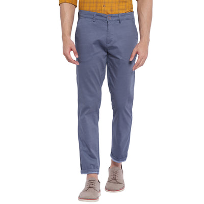 Blue Self Design Ultra Slim Fit Trouser