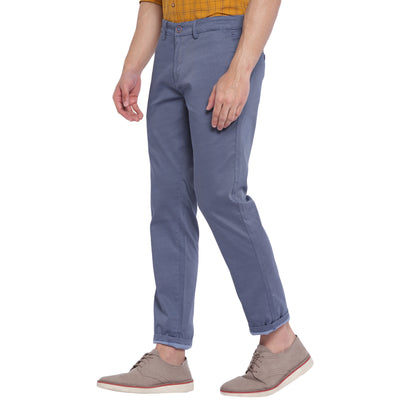 Blue Self Design Ultra Slim Fit Trouser