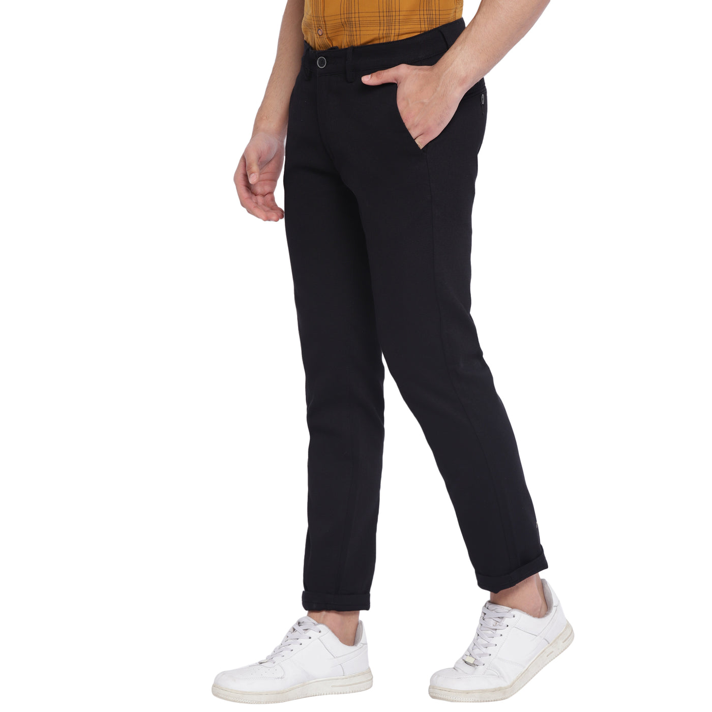 Black Self Design Ultra Slim Fit Trouser