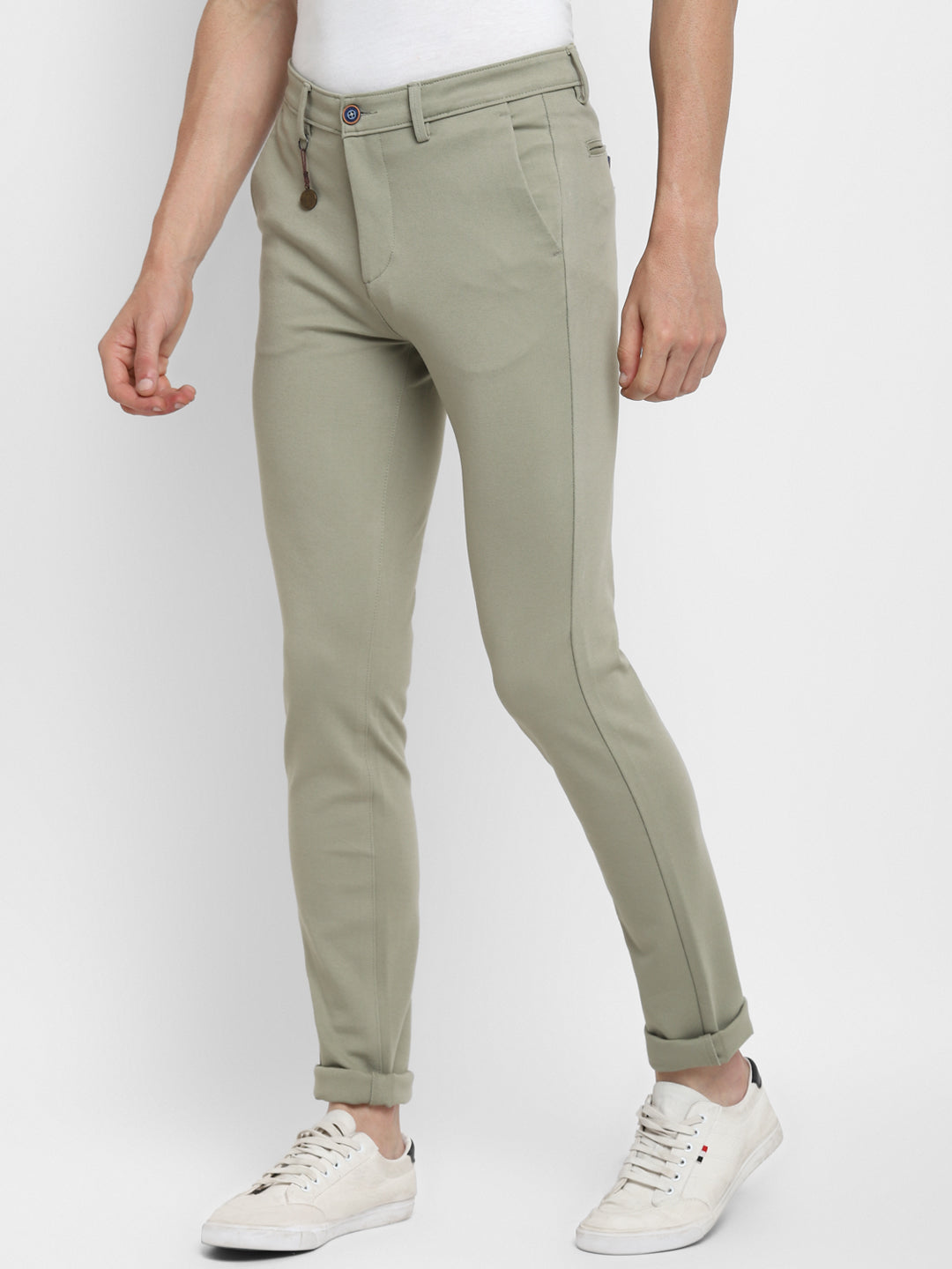 Light Grey Solid Narrow Fit Trouser