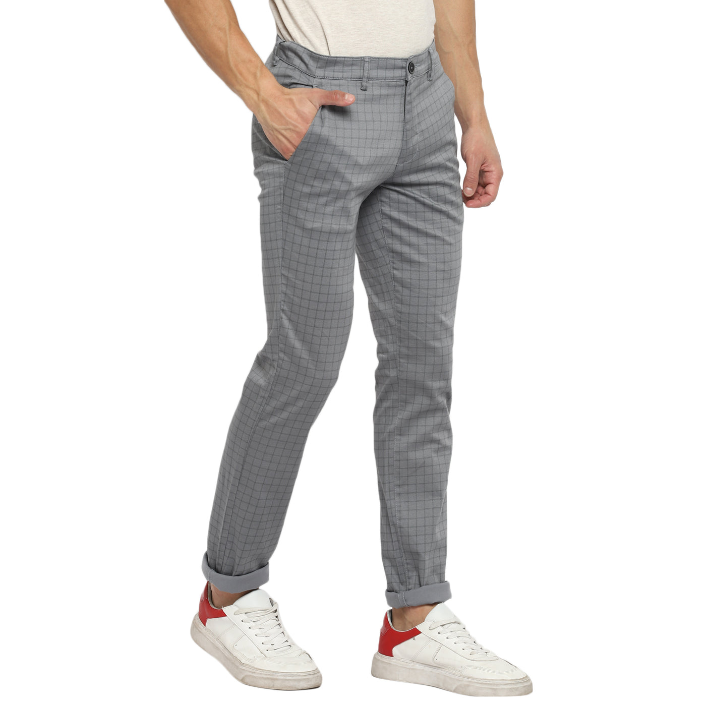 Grey Ultra Slim Fit Checked Trouser
