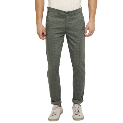 Olive Ultra Slim Fit Checked Trouser