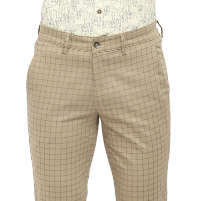 Khaki Ultra Slim Fit Checked Trouser