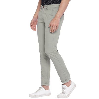 Grey Self Design Ultra Slim Fit Trouser
