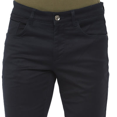 Black Narrow Fit Self Design Trouser