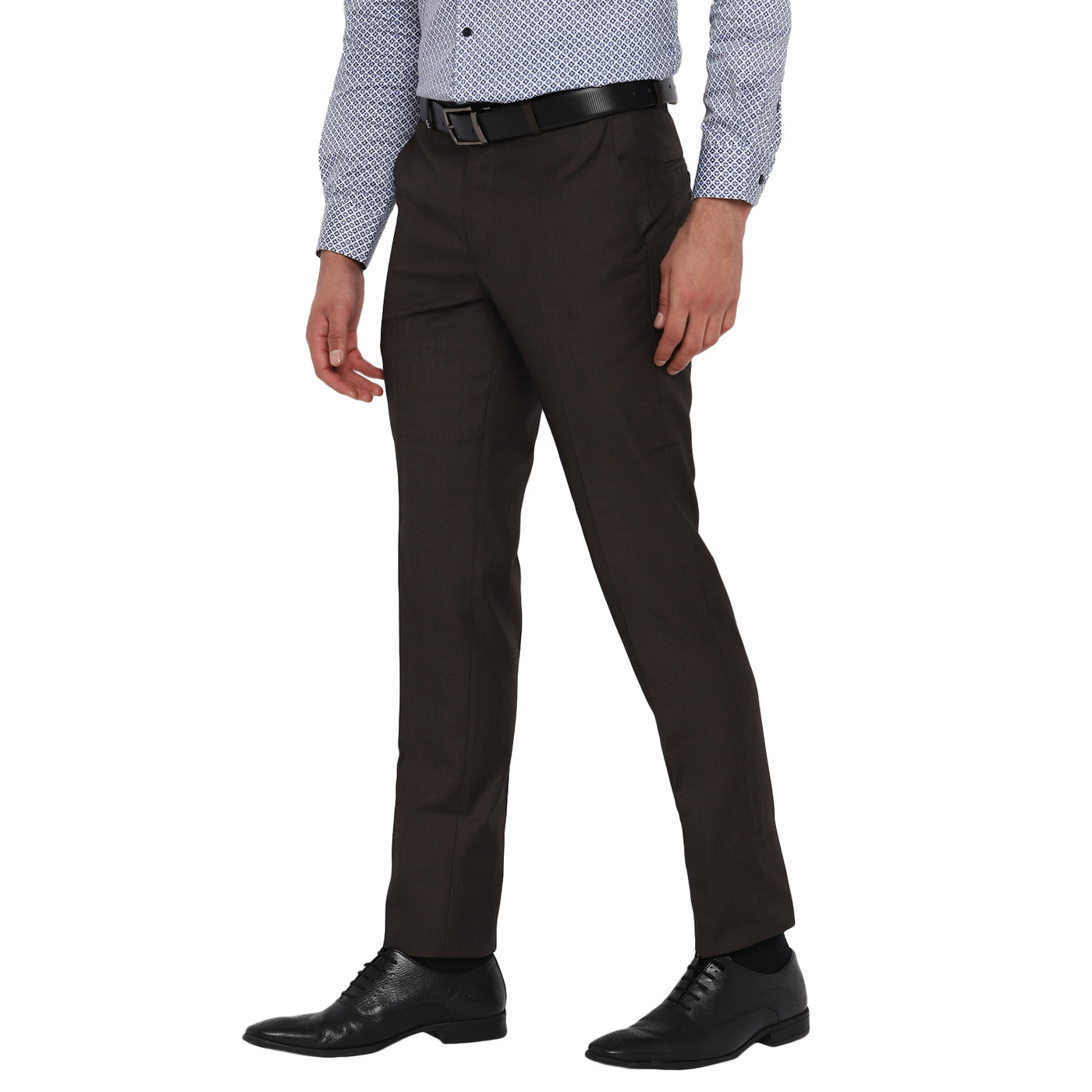 Dark Grey Solid Slim Fit Trouser