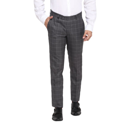 Grey Checked Slim Fit Trouser