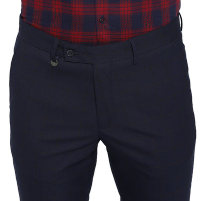 Navy Blue Checked Ultra Slim Fit Trouser