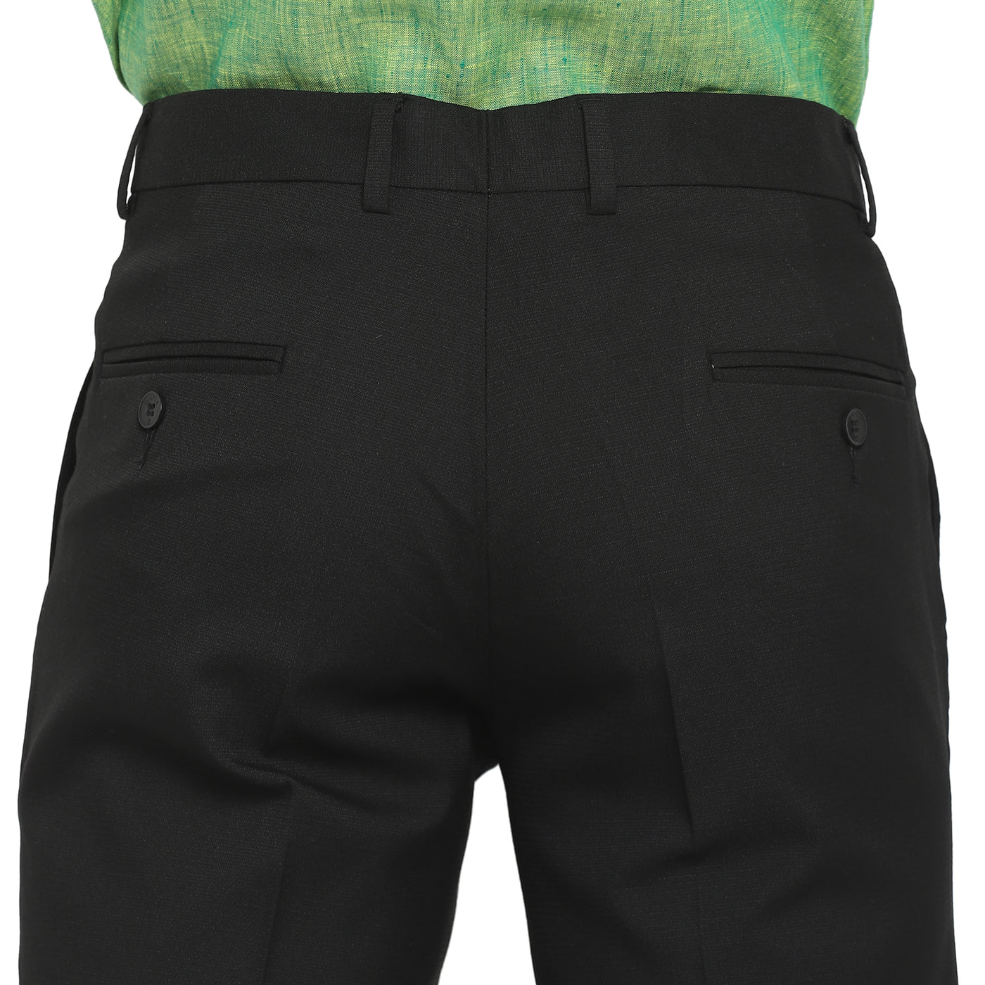 Black Slim Fit Self Design Trouser