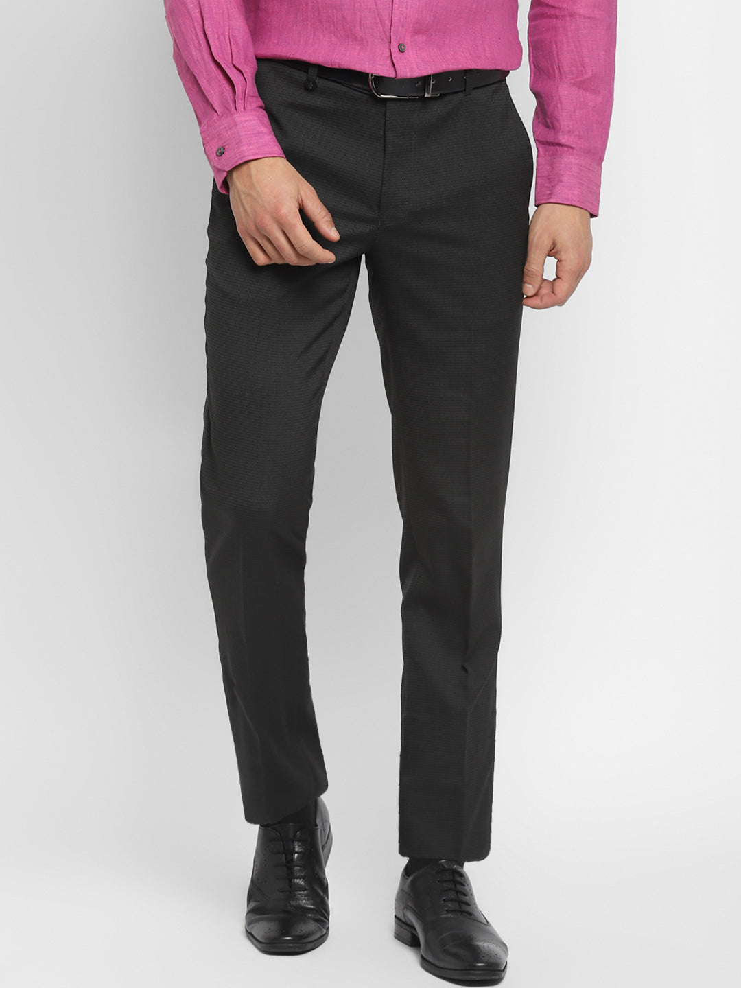 Charcoal Slim Fit Self Design Trouser