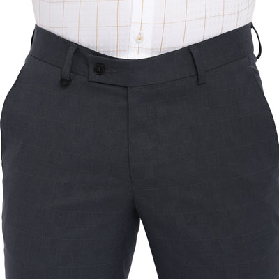 Dark Grey Checked Slim Fit Trouser