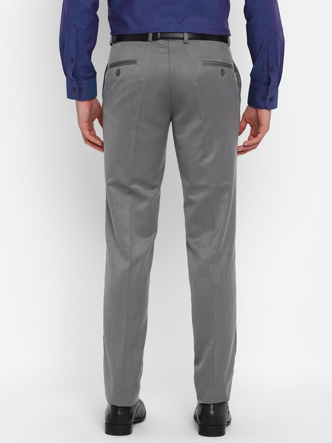Grey Self Design Slim Fit Trouser
