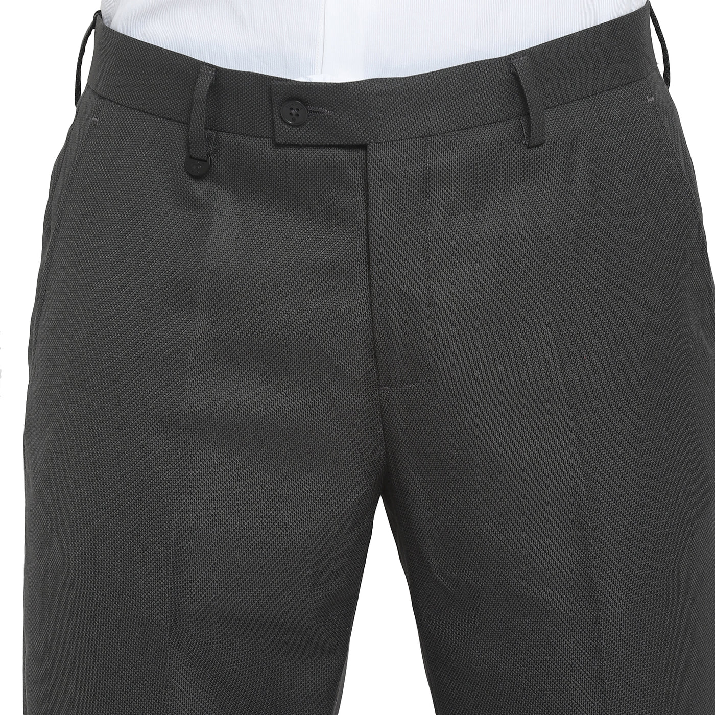 Black Slim Fit Self Design Trouser