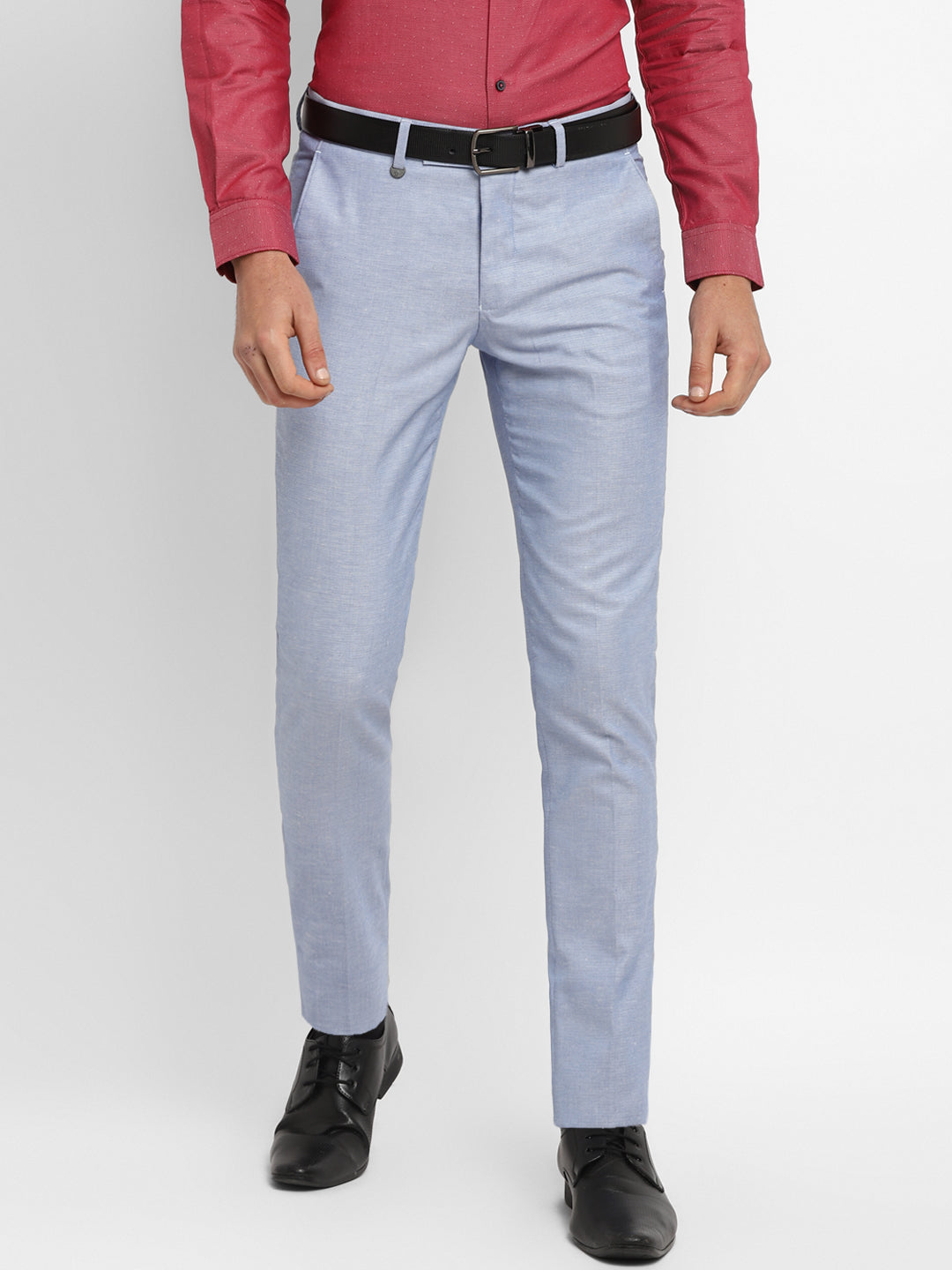Light Grey Self Design Ultra Slim Fit Trouser