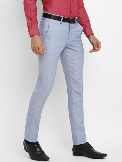 Light Grey Self Design Ultra Slim Fit Trouser