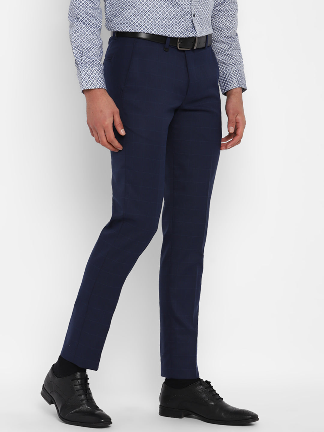 Navy Blue Checked Ultra Slim Fit Trouser