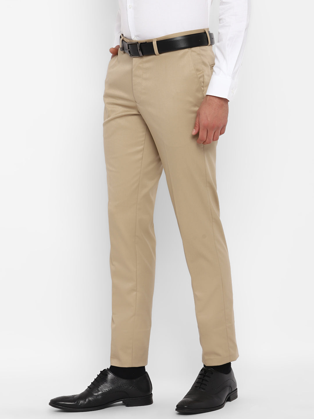 Khaki Solid Slim Fit Trouser
