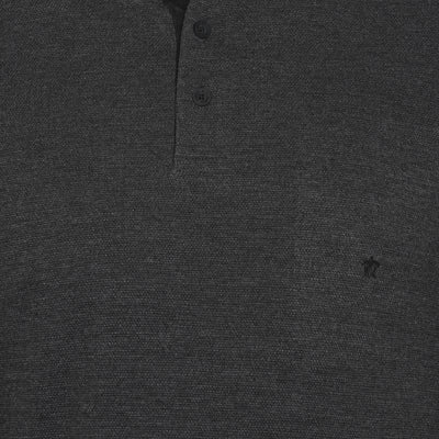 Dark Grey Self Design Polo Neck T-Shirt