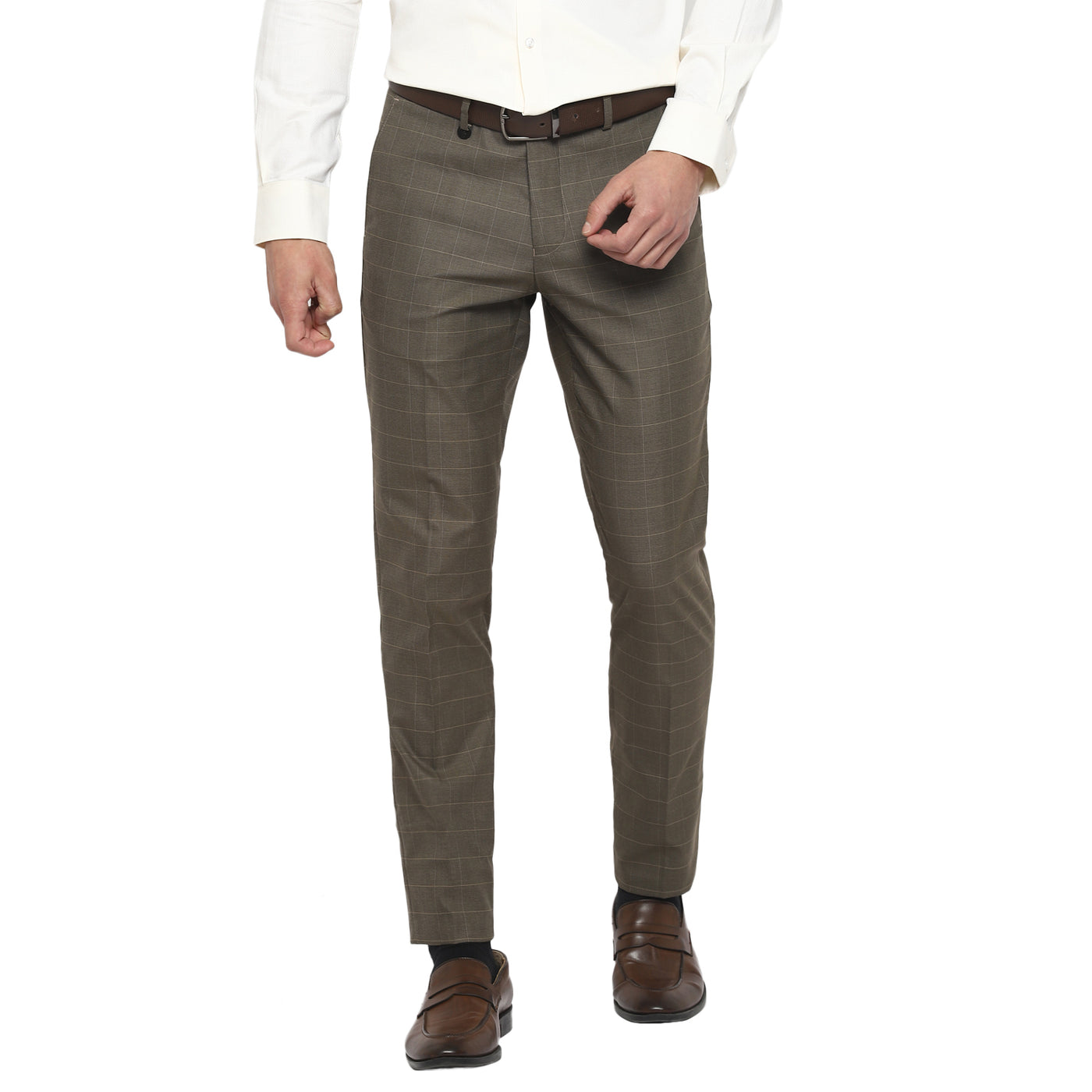 Brown Ultra Slim Fit Checked Trouser