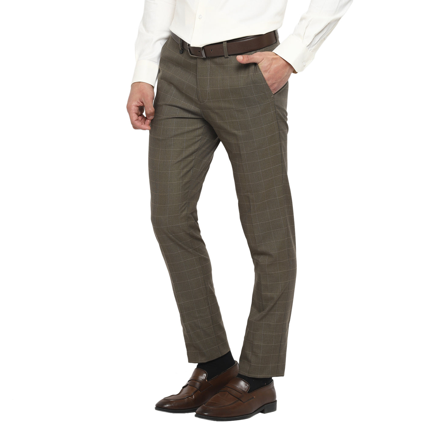 Brown Ultra Slim Fit Checked Trouser